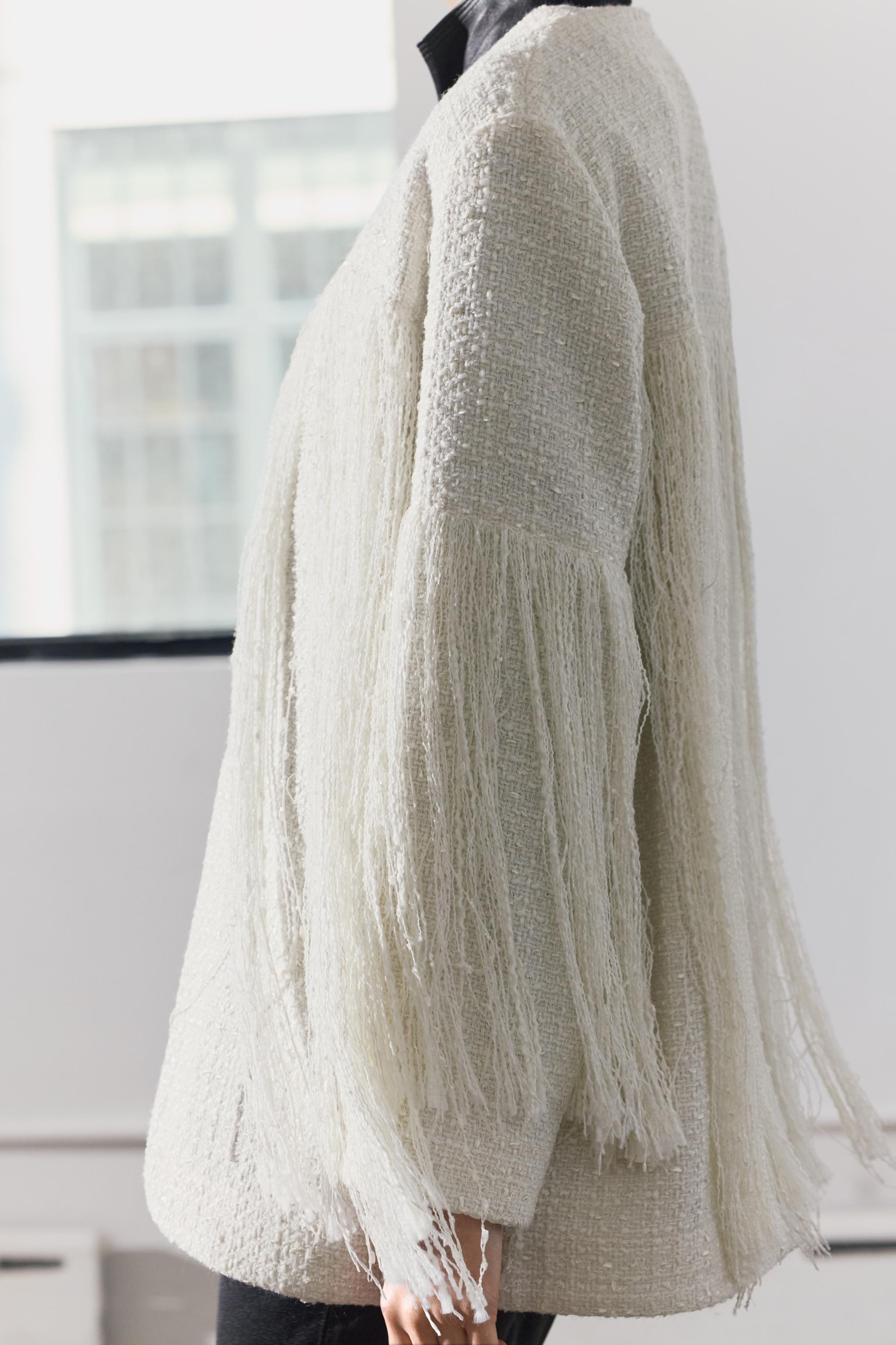 FRINGED PENCIL SKIRT ZW COLLECTION - Ecru | ZARA United States