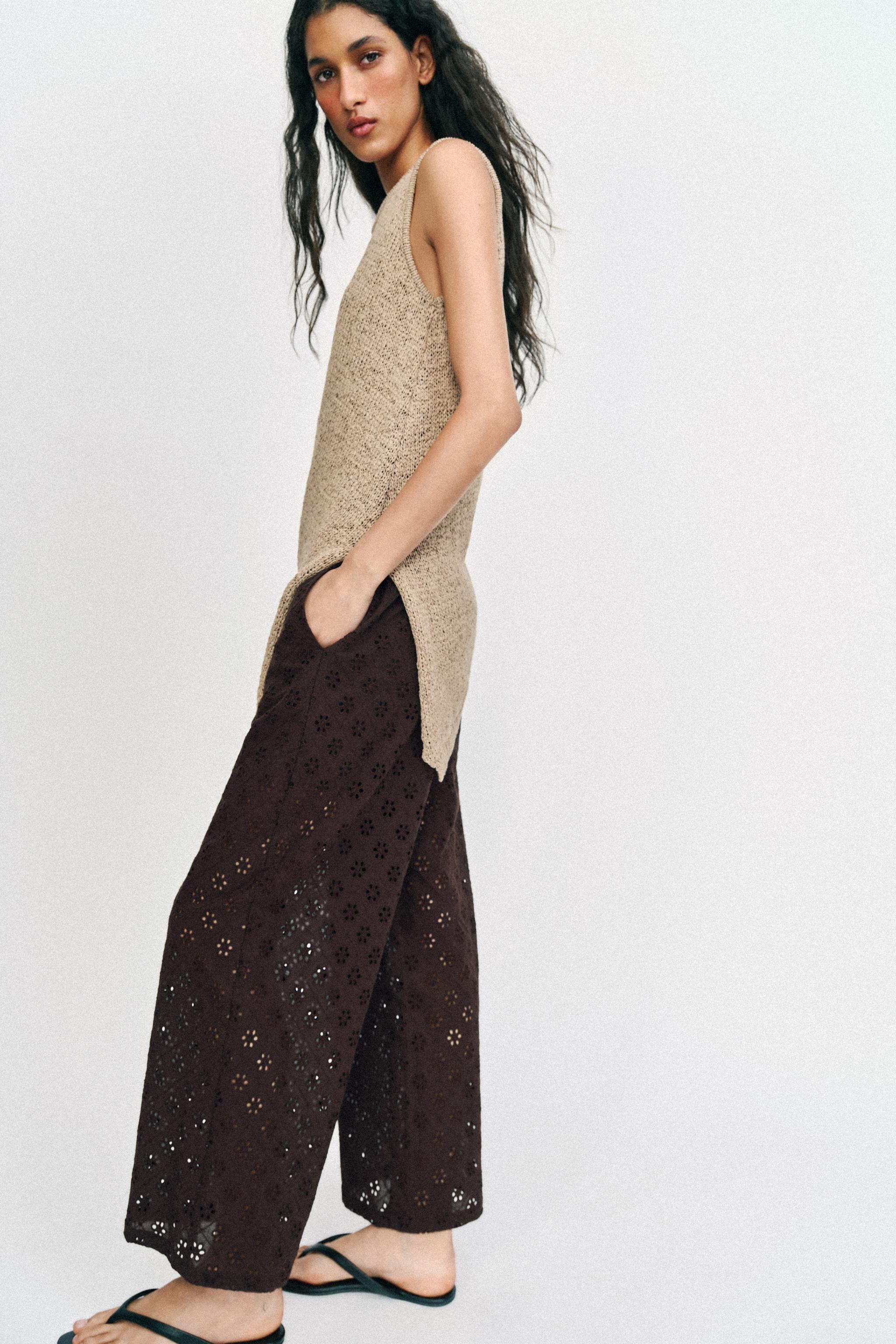 FİSTO İŞLEMELİ CULOTTE PANTOLON - Görsel 4