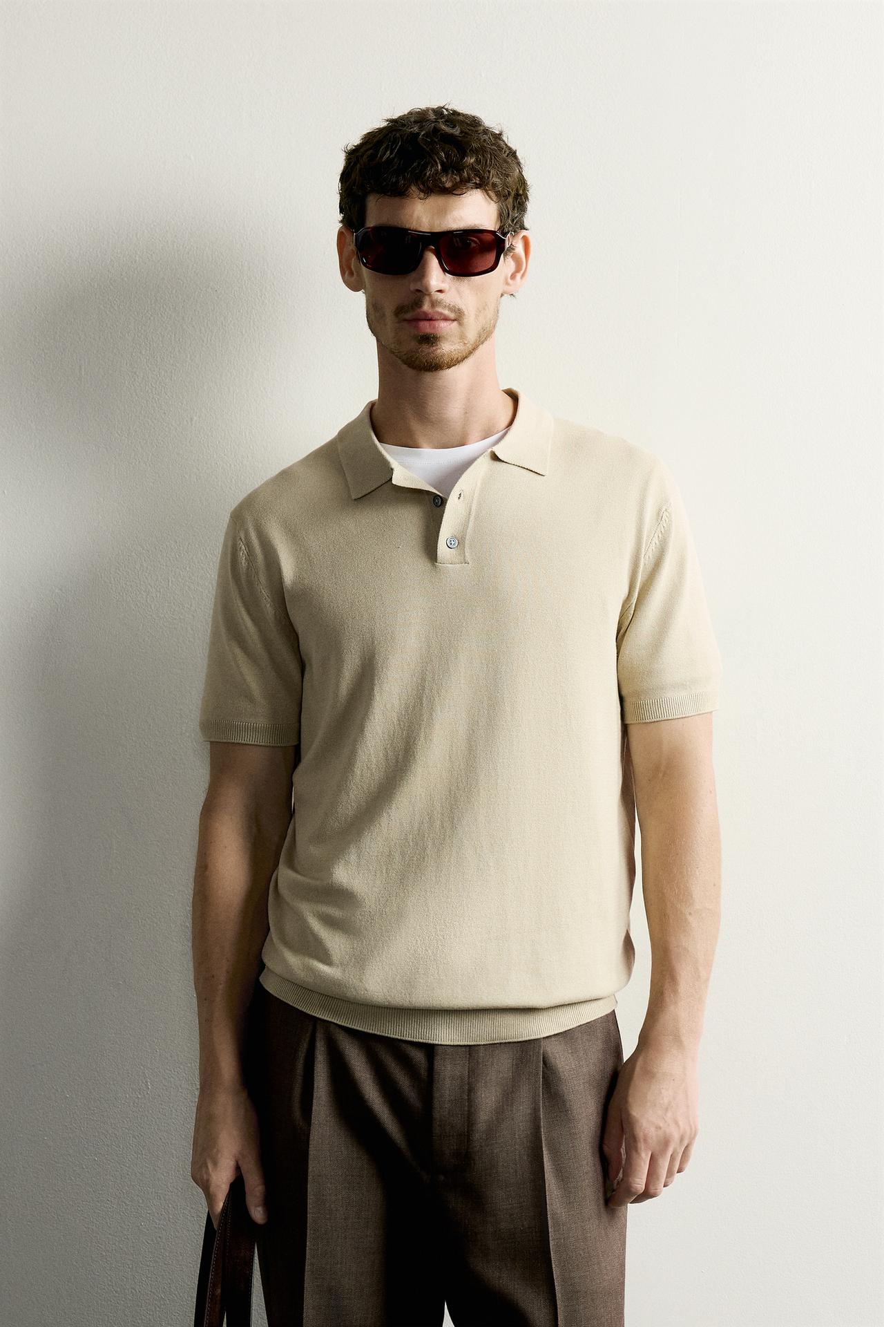 REGULAR FIT KNIT POLO — Light green