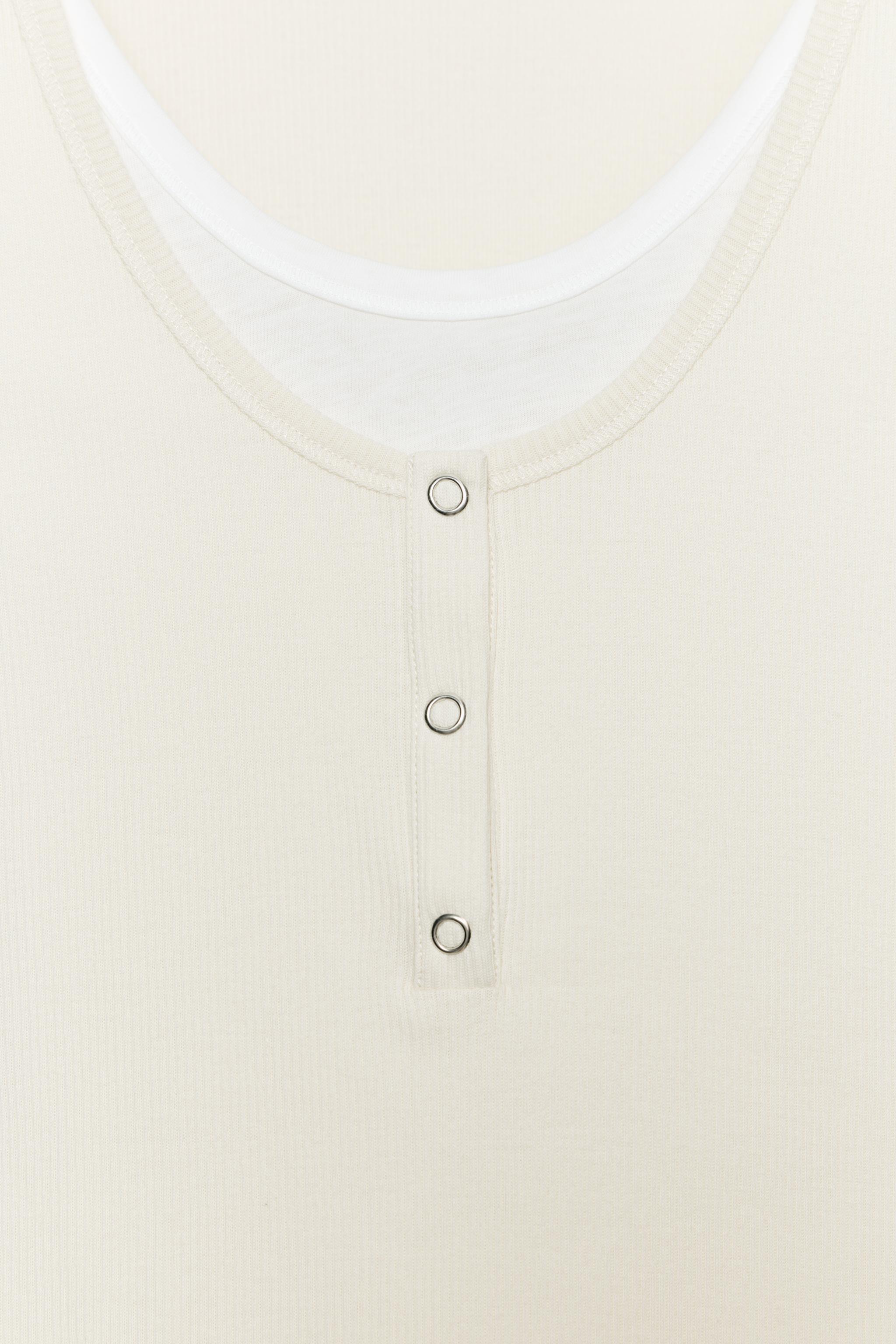 LAYERED-EFFECT HENLEY T-SHIRT