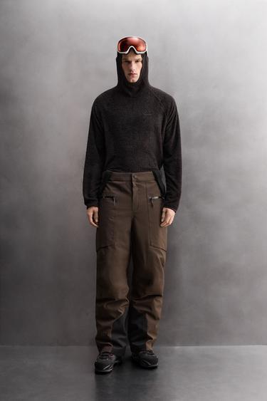 Zara SKI POLAR FLEECE HOODIE WITH TEXTURE - Dark brown - Image 0