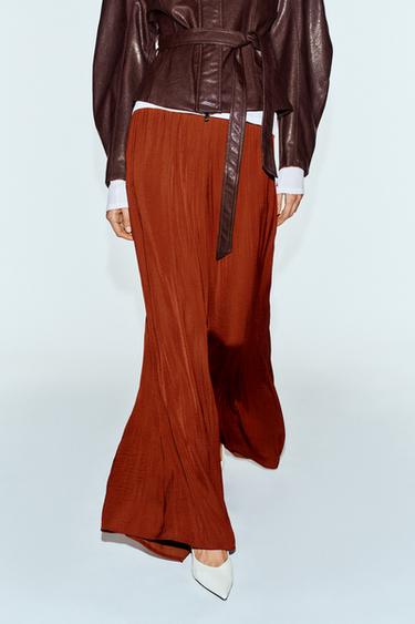 FLOWY WIDE LEG PANTS — Terracotta 2