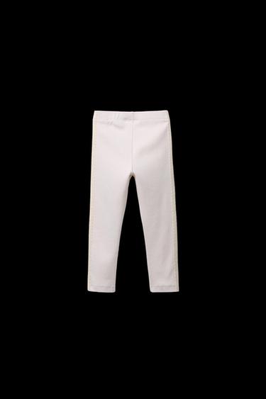 RIB-LEGGINGS MIT SPITZENSTREIFEN - Cremefarben von Zara