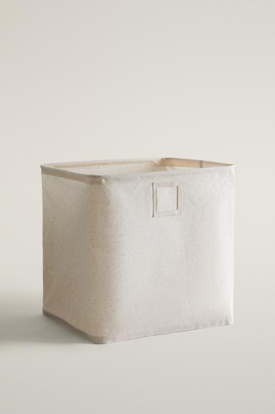TALL RESIN-COATED FABRIC BASKET - بيج فاتح الخاص بـ Zara - صورة 0