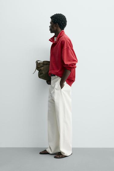 SWEAT POLO BIMATIÈRE WAFFLE - Rouge foncé de Zara - Image 3