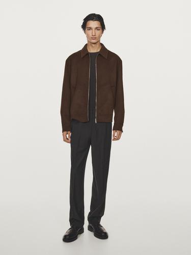 Zara Wool blend jacket with zip detail - Burgundy