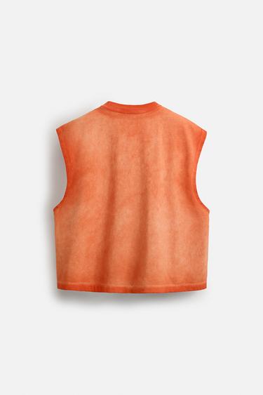 T-SHIRT TANK DÉLAVÉ BRODÉ - Orange de Zara - Image 8