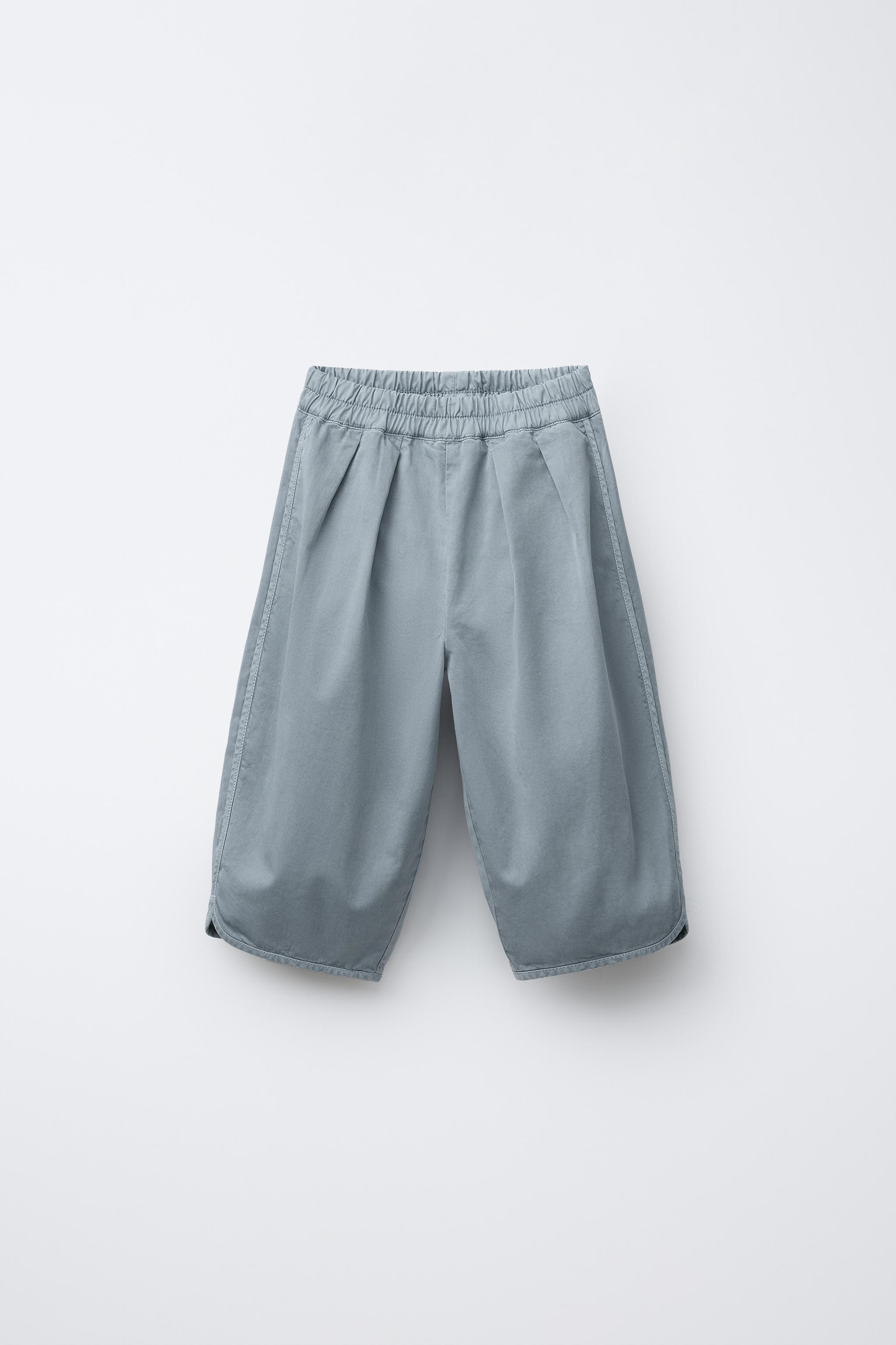 Y's BALLOON PANTS ブルー2 Cropped Balloon Trousers — Blue – La Garçonne