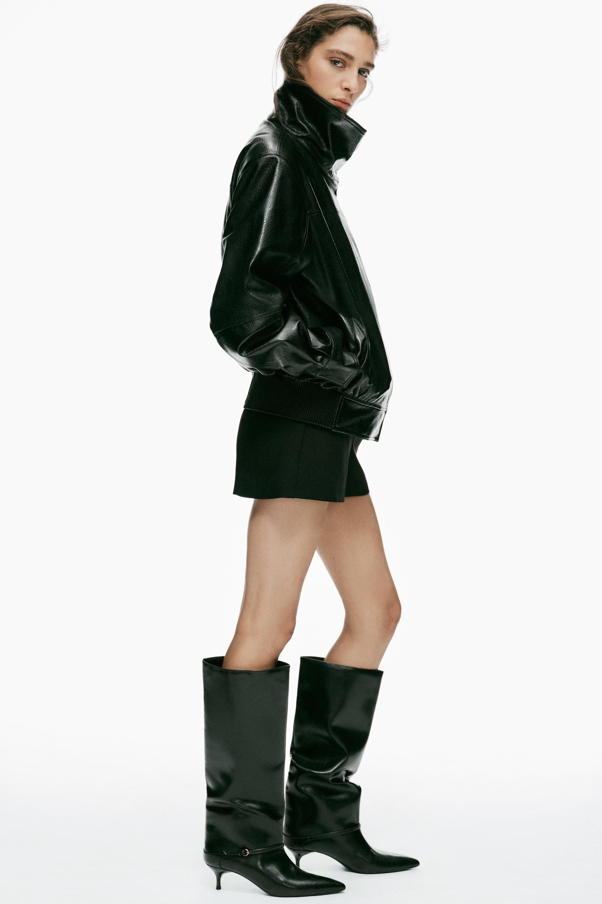 BUCKLED KITTEN HEEL TALL BOOTS