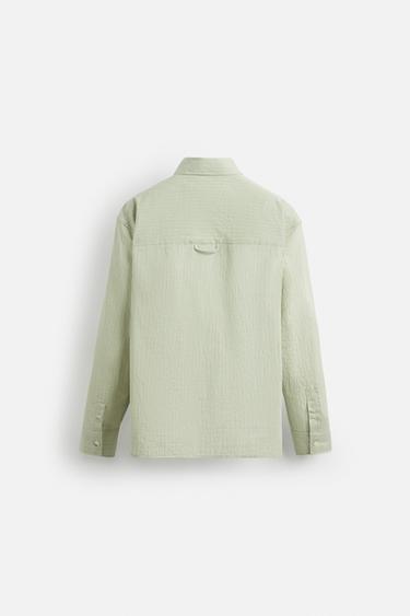 CHEMISE RAYURES TEXTURÉES - Bleu / Vert de Zara - Image 7