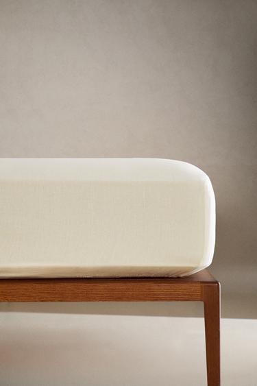 (140 GXM²) WASHED LINEN FITTED SHEET | 30 CM HIGH - Ecru by Zara - Image 1