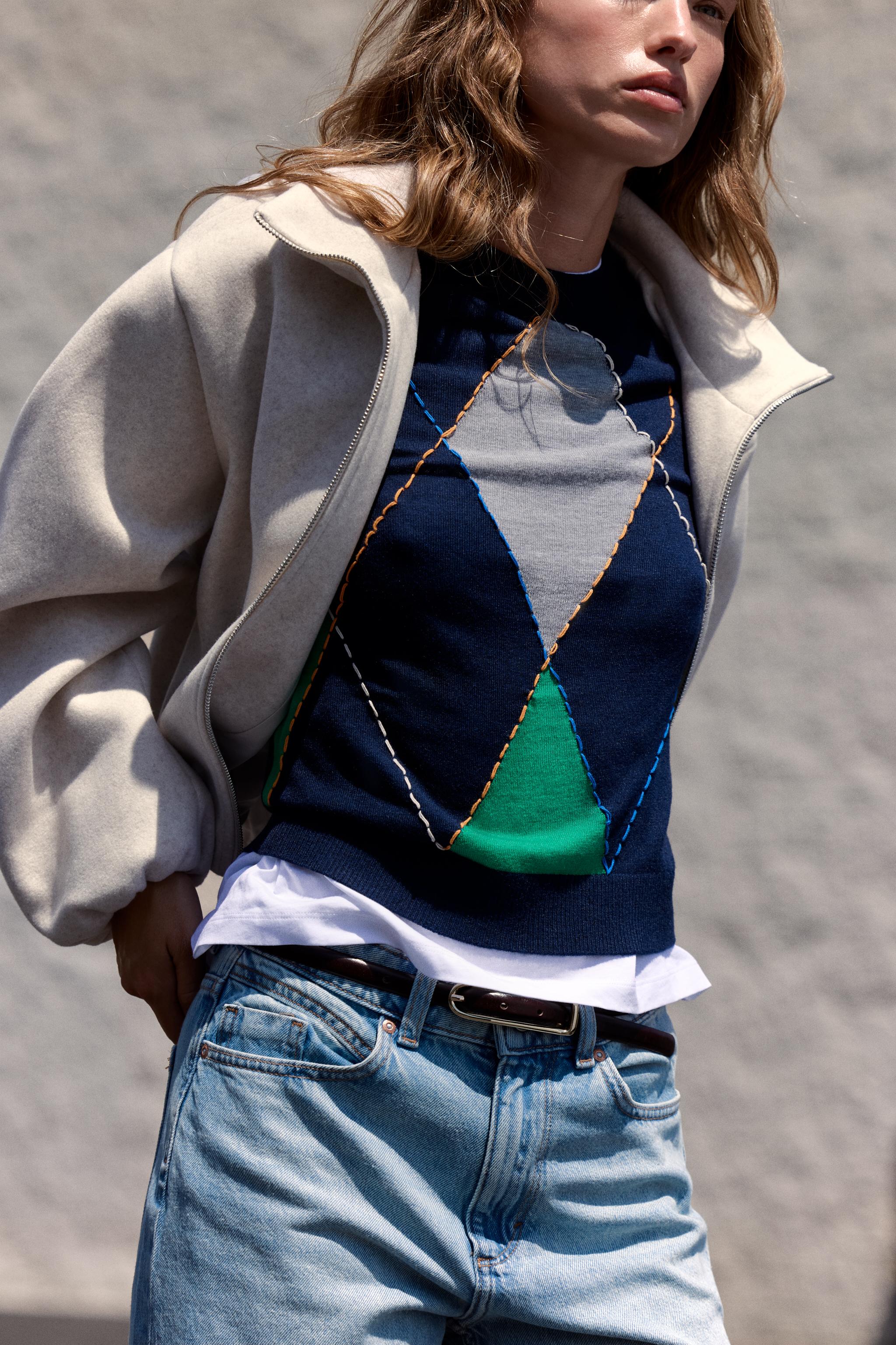 DIAMOND-KNIT JUMPER