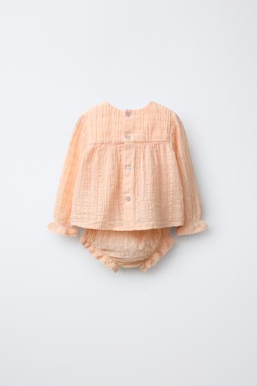 ENSEMBLE BLOUSE ET CULOTTE STRUCTURÉ - Rose clair de Zara - Image 1