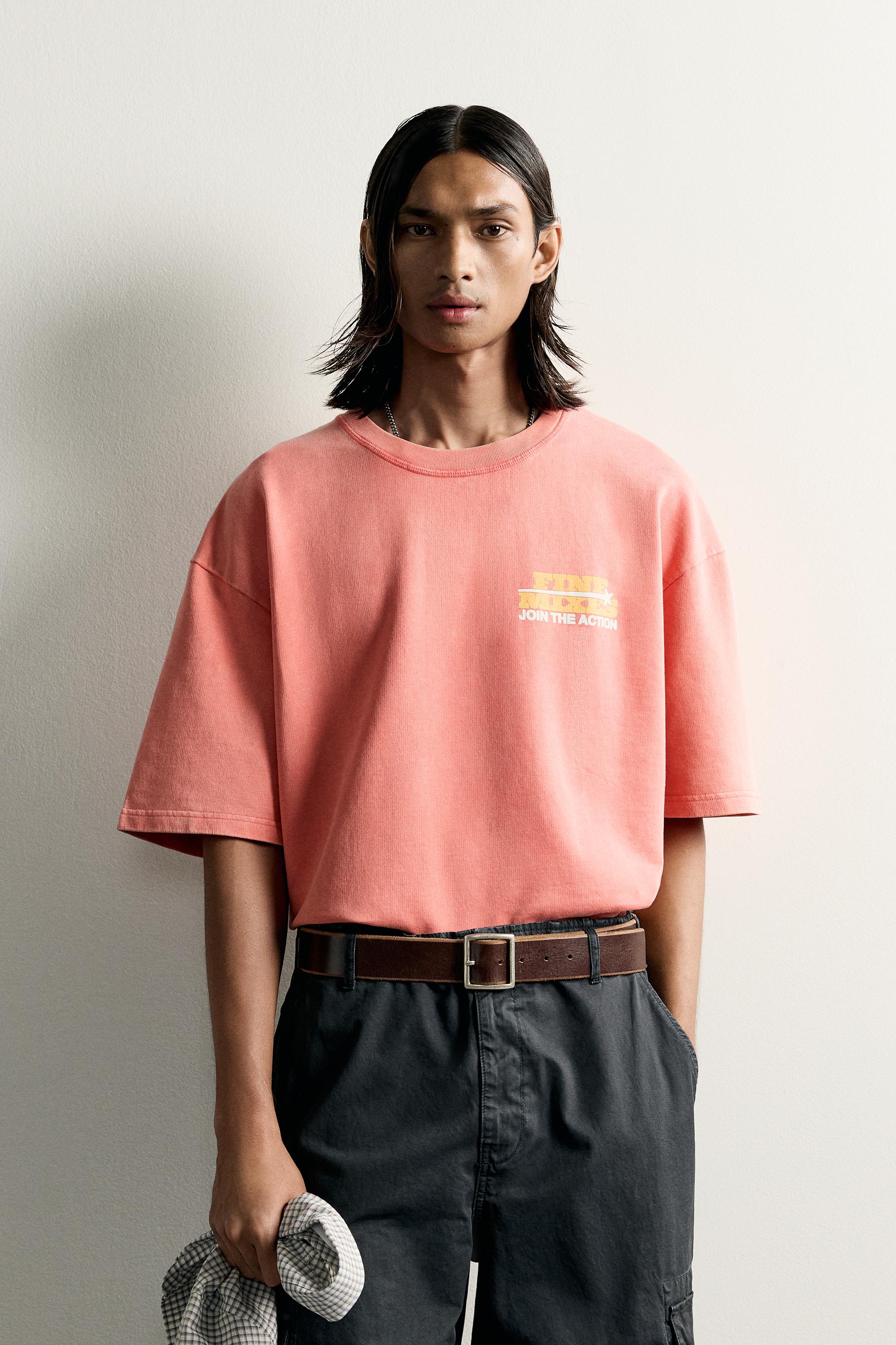 WASHED PRINTED TEXT SWEATSHIRT — Faded pink