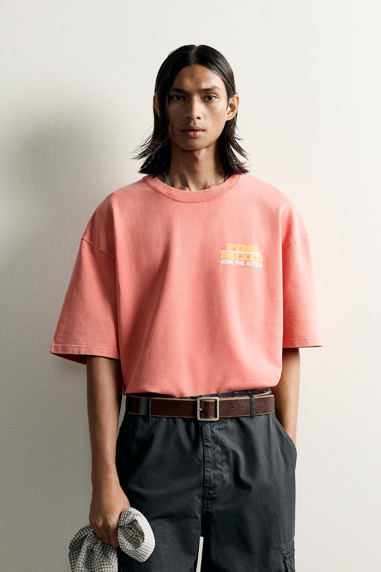 WASHED PRINTED TEXT SWEATSHIRT — Faded pink