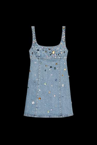 VESTIDO DENIM TRF JOYAS - Azul claro de Zara - Imagen 0