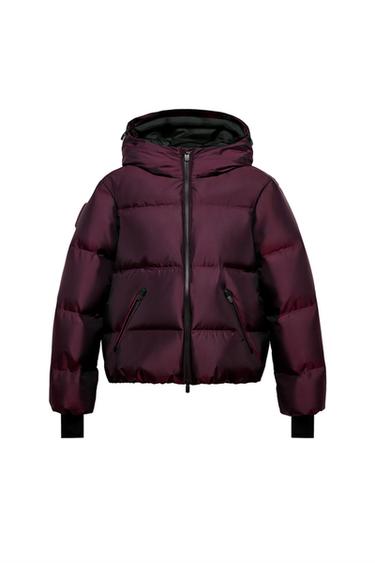 WATER-RESISTANT WINDPROOF DOWN PUFFER JACKET RECCO® TECHNOLOGY SKI COLLECTION - Burgundy by Zara