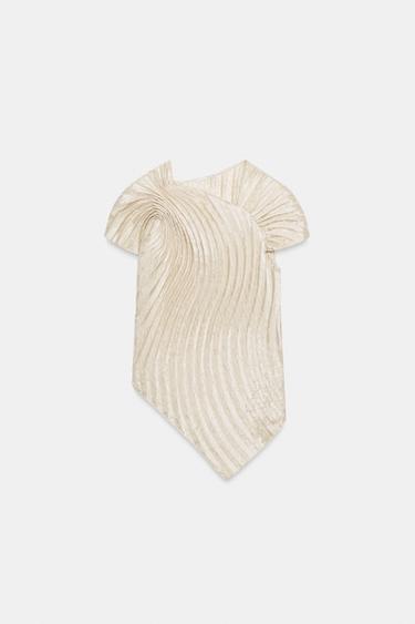 TOP PLISSÉ ZW COLLECTION - Écru de Zara - Image 3