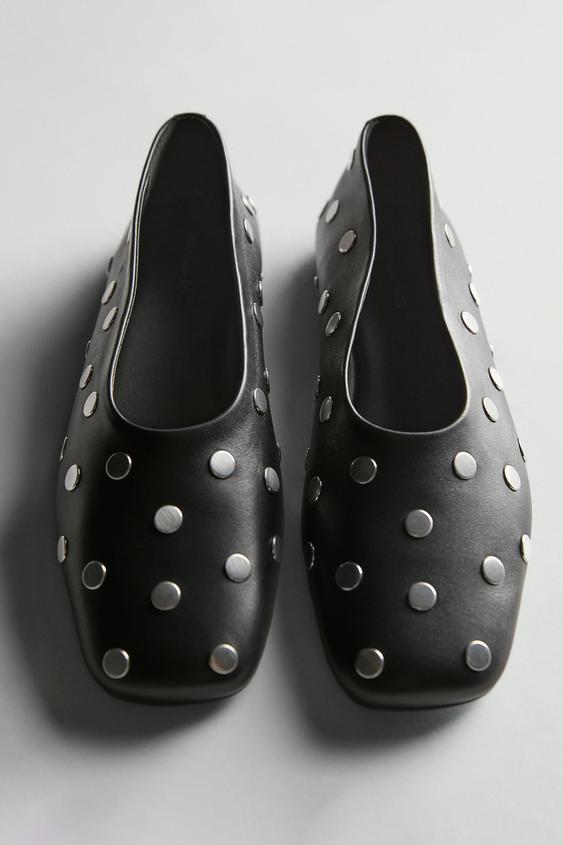 Studded ballet flats with square vamp from Zara - $200