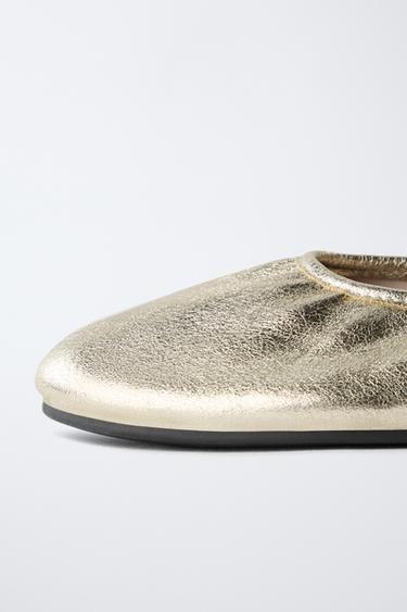 METALLIC BALLET FLATS - Gold by Zara - Image 5