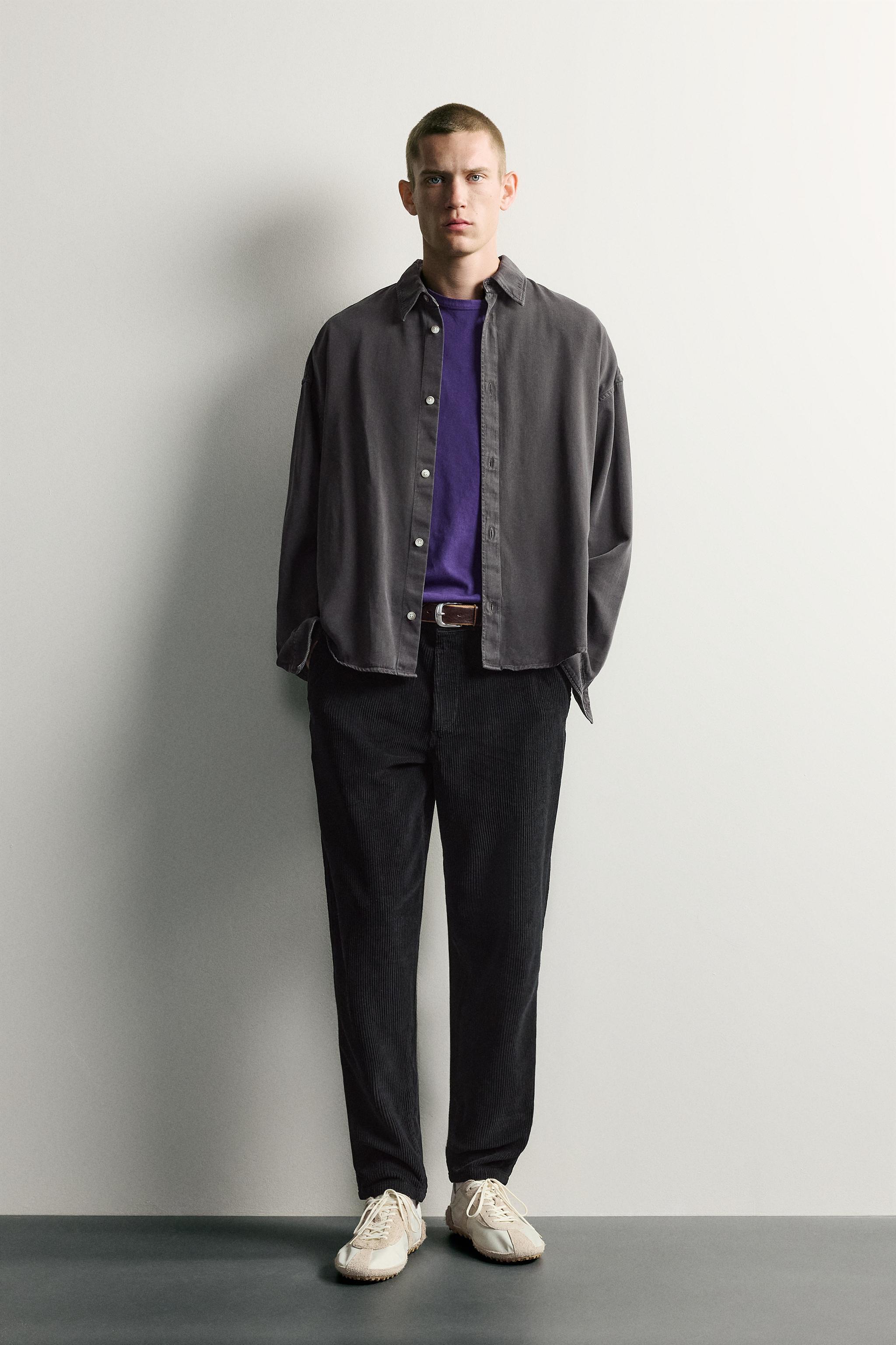 WASHED CORDUROY CARROT-FIT PANTS