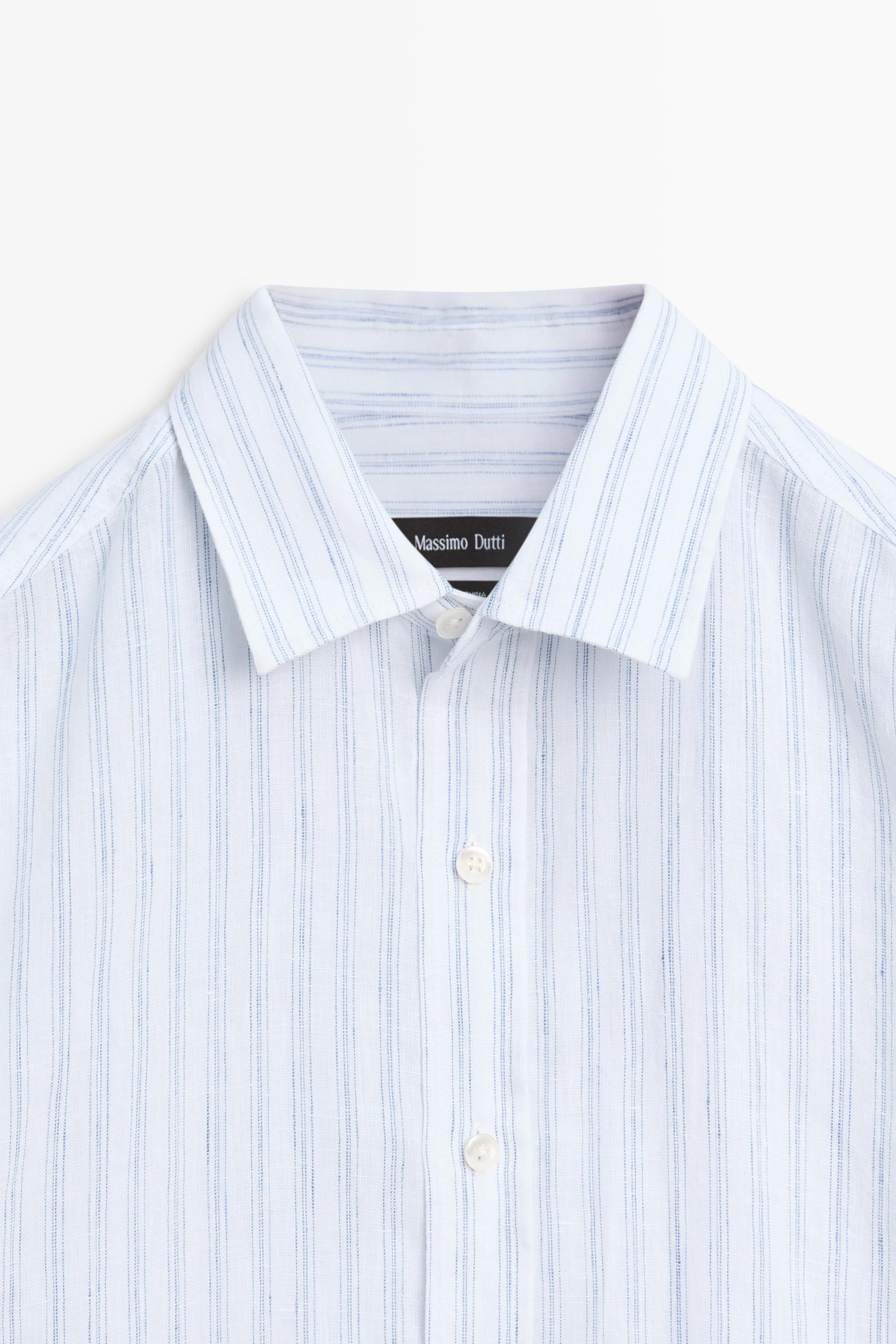 Extra-fine 100% linen striped shirt