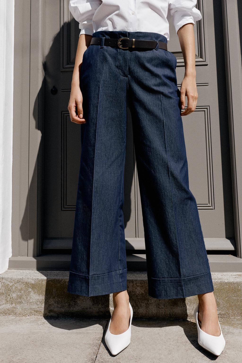 BELTED TROUSERS WITH TURN-UP HEMS