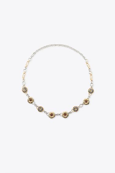 CINTURÓN CADENA FLORES COMBINADAS - Oro / Plata de Zara