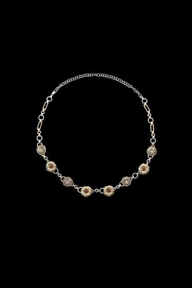 CINTURÓN CADENA FLORES COMBINADAS - Oro / Plata de Zara - Imagen 0