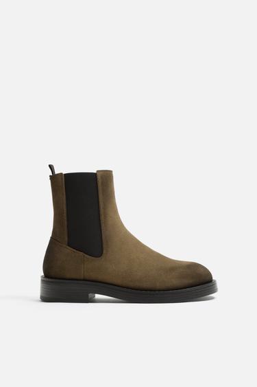 LEATHER CHELSEA BOOTS - LIMITED EDITION - Olive Green by Zara