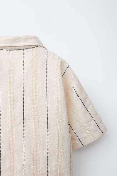 CHEMISE TEXTURÉE À RAYURES - Écru de Zara - Image 3