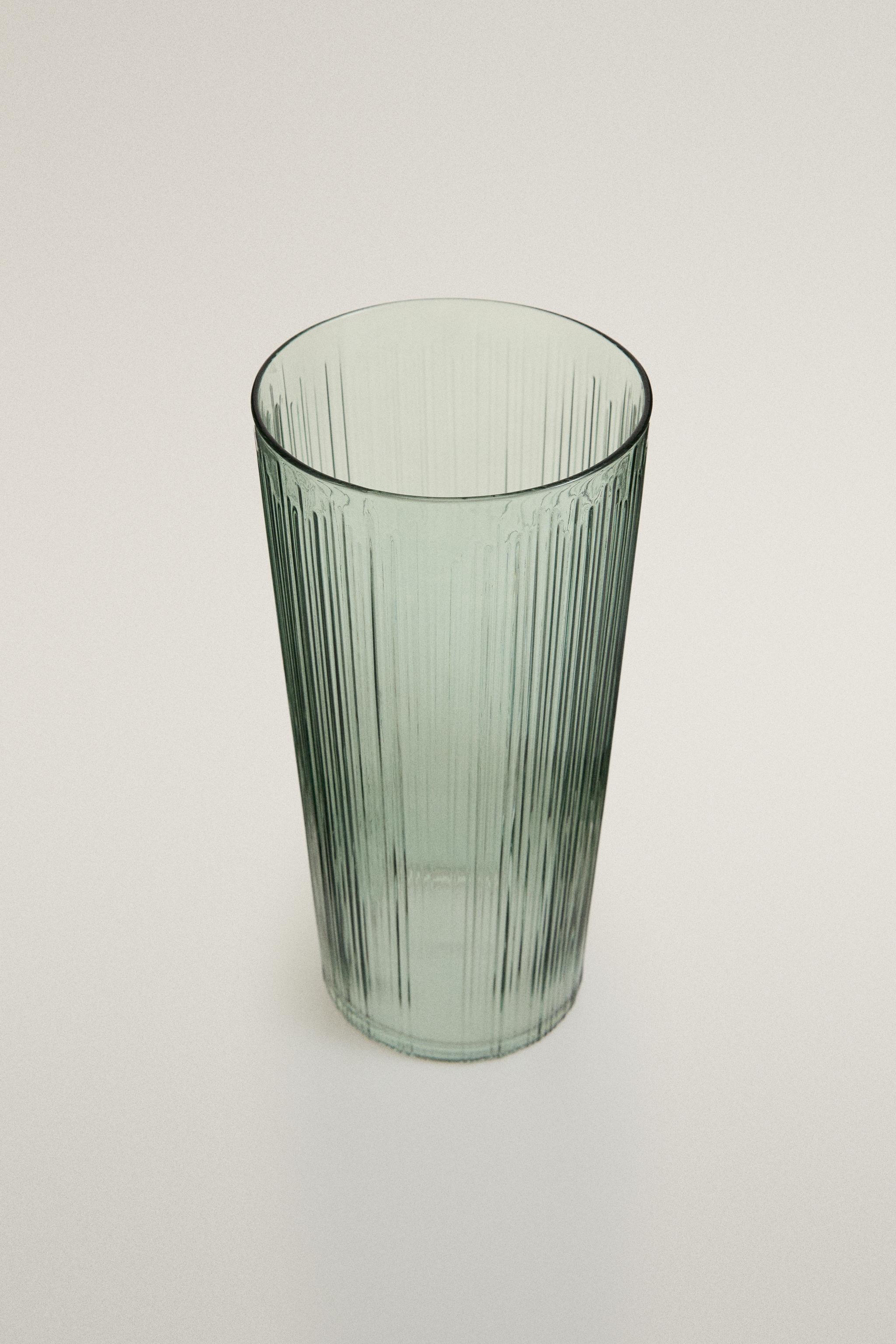 TALL DECORATIVE GLASS VASE — Green