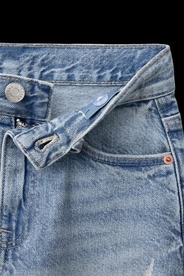 JEANSROCK MIT RISSEN UND FRANSEN - Blau von Zara
