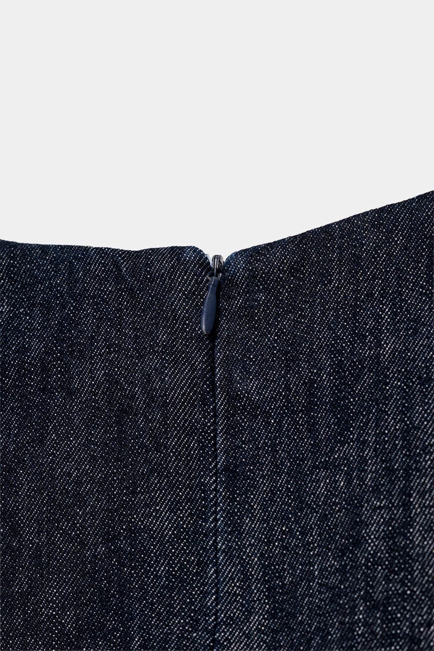 Женский топ Zara Z1975 Denim Top with Covered Buttons, цвет: Синий — фото 7