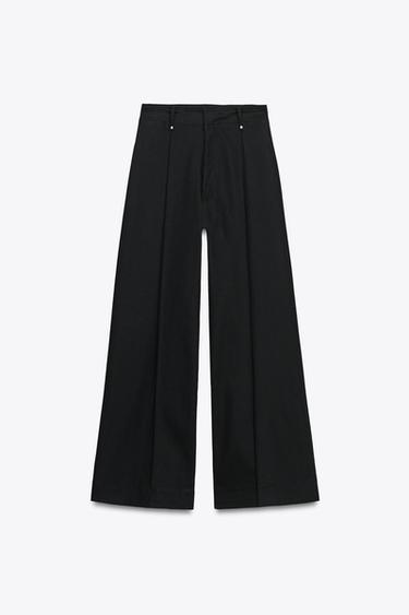 Zara ZW COLLECTION HIGH WAIST WIDE LEG JEANS - Black