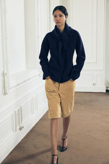 100% WOOL SCARF JACKET - Navy blue by Zara - Image 0