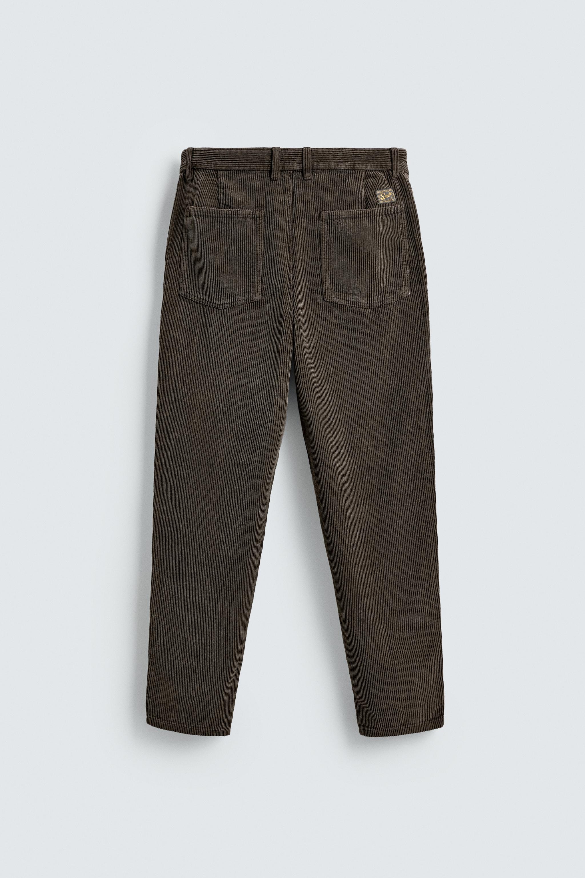 TAPERED FIT CORDUROY PANTS - Brown | ZARA United States