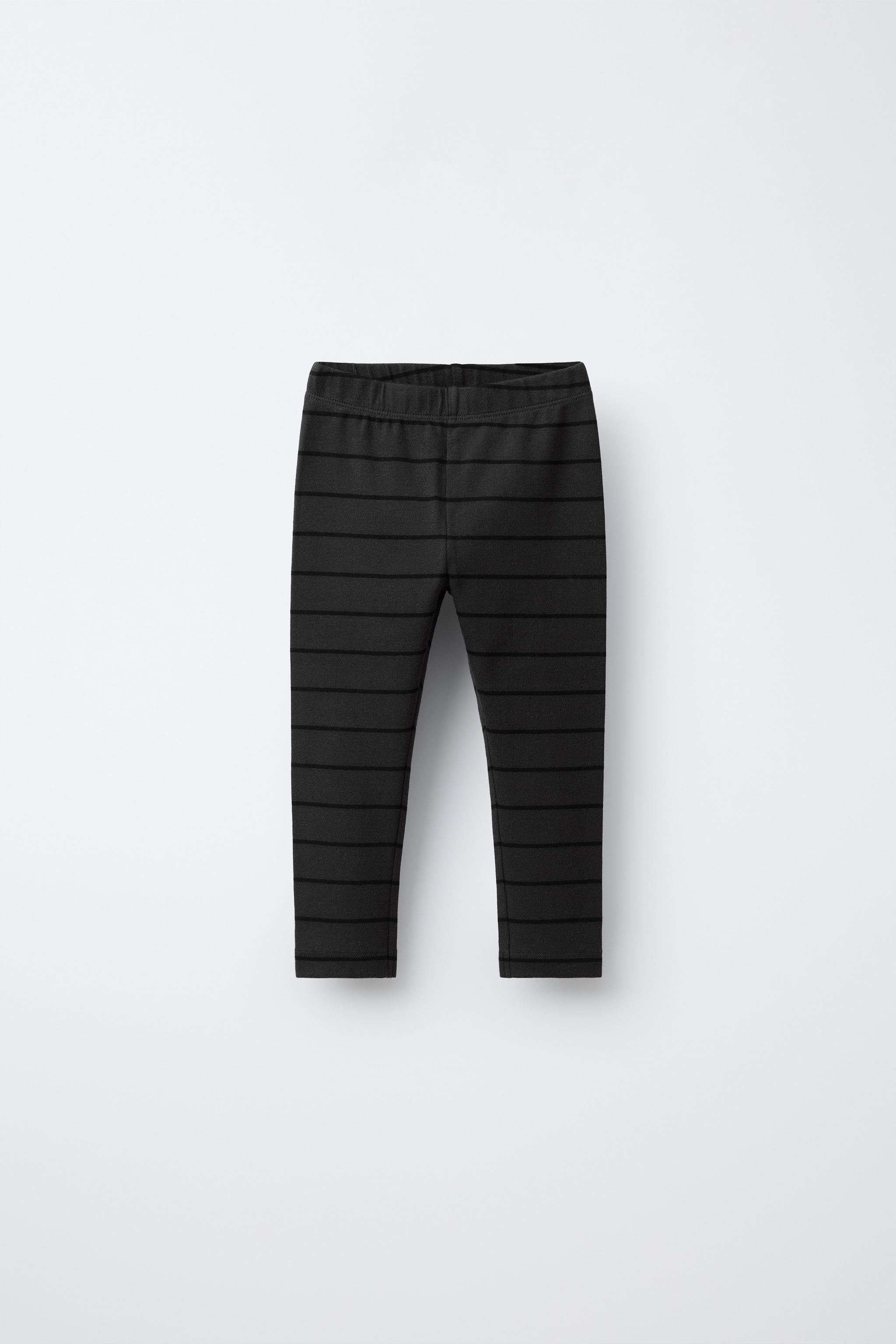 Legging Gris Carreaux Liserés Violet Zara Taille S - Occasion Très Bon État