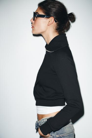 VESTE MOLLETON ZIPPÉE - Noir de Zara - Image 3