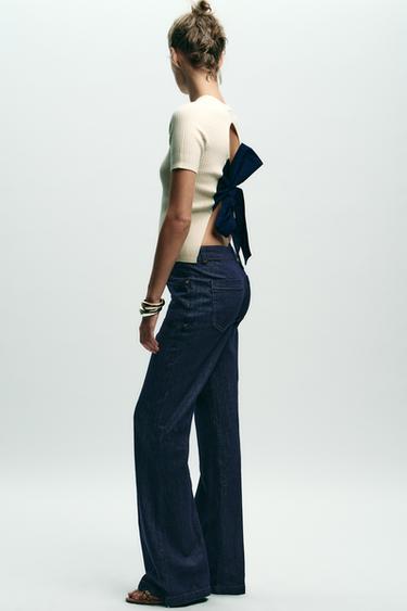 RIBBED KNIT TOP WITH BOW - Beige by Zara - Image 4