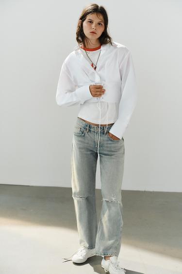 JEANS TRF CROPPED ROTOS - Azul / Gris de Zara
