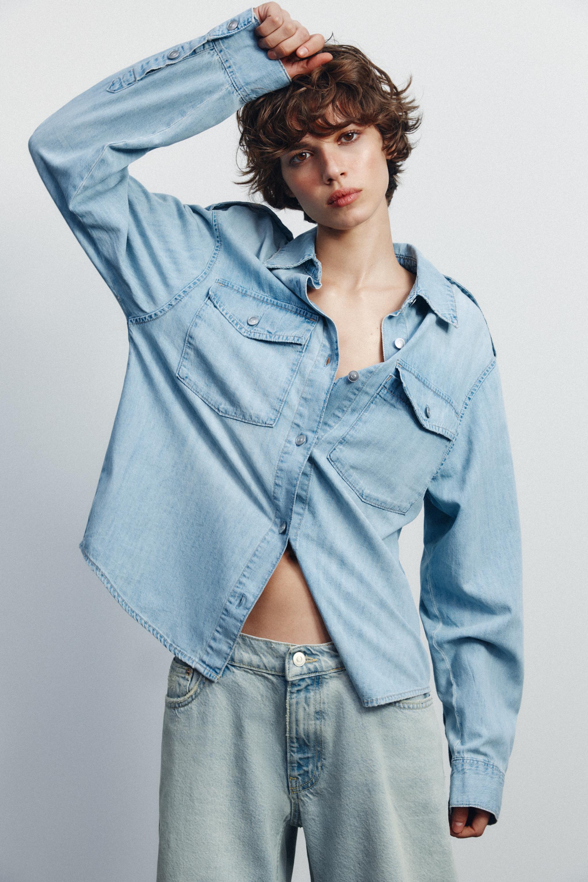 Jeans Zara Camisa Vaquera Mujer Lazo Zara Camisa Denim Mujer Zara