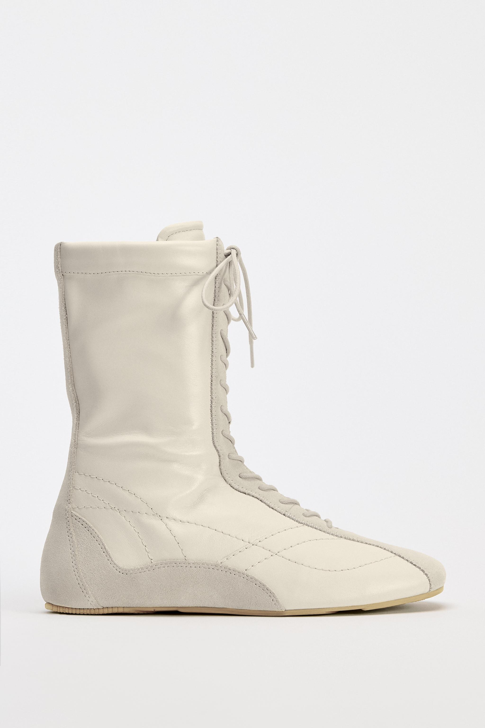 Boots blanches zara on sale