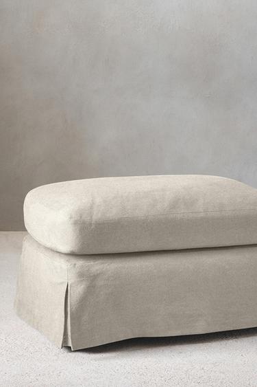 FOOTSTOOL 01 COTTON COVER - Light beige by Zara