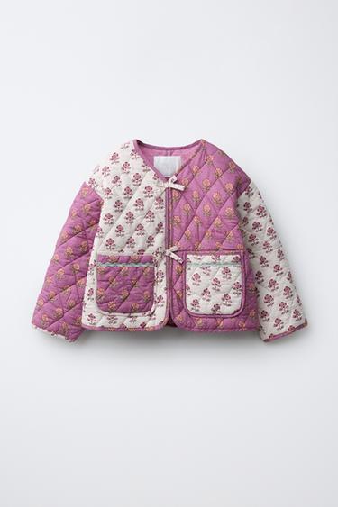 CASACO ACOLCHOADO PATCHWORK - Rosado-escuro da Zara