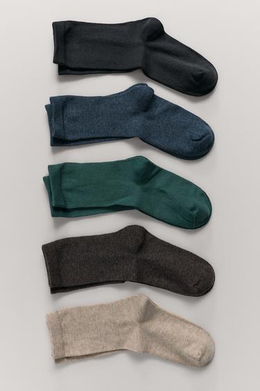 PACK CINCO CALCETINES LARGOS LISOS - Multicolor de Zara