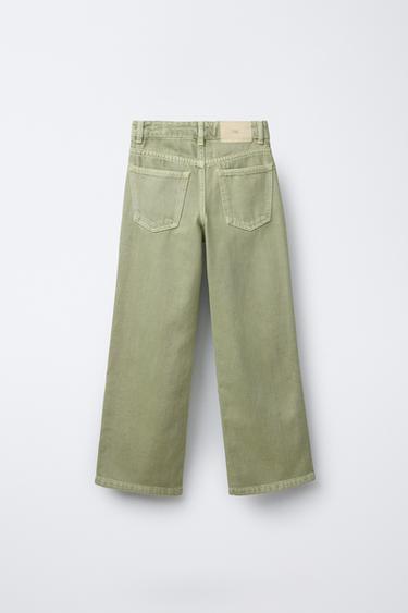 WIDE-LEG JEANS - Green by Zara - Image 1