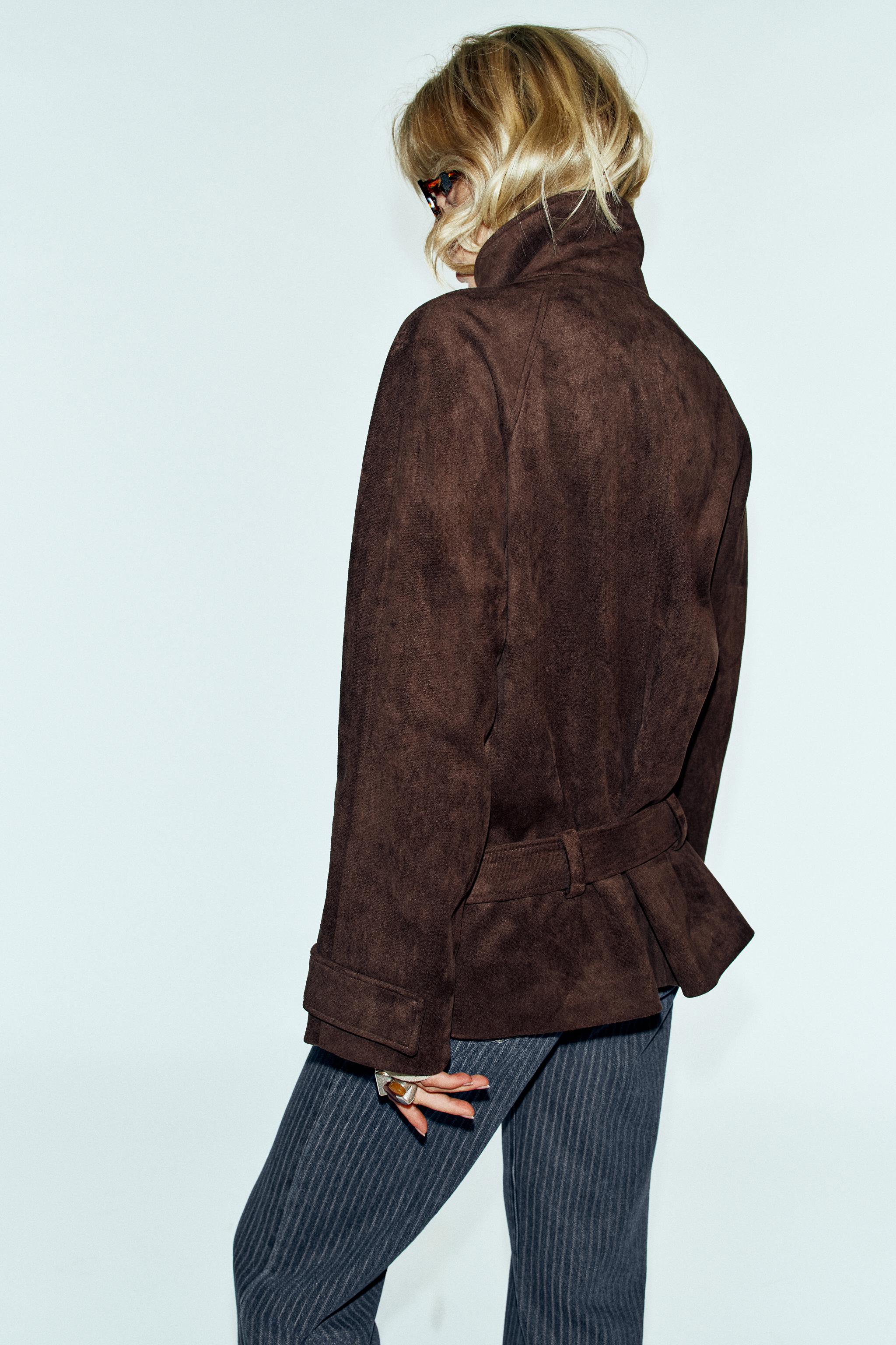 BELTED SUEDE EFFECT JACKET