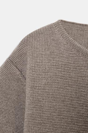 COVERED BUTTON KNIT CARDIGAN - Brown / Taupe by Zara - Image 7