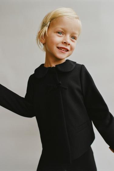 PETER PAN COLLAR JACKET WITH BOWS - Black by Zara